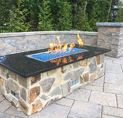 large outdoor fireplace construction
