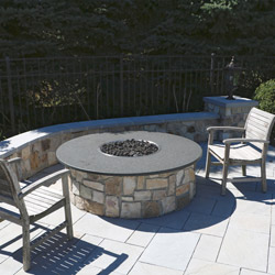 stone firepit and patio