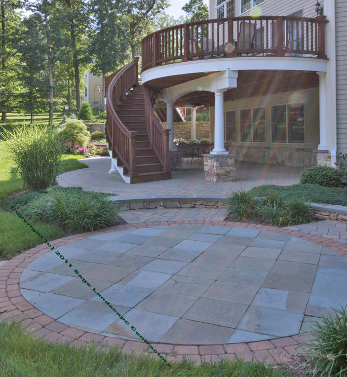 bluestone patio with brick border