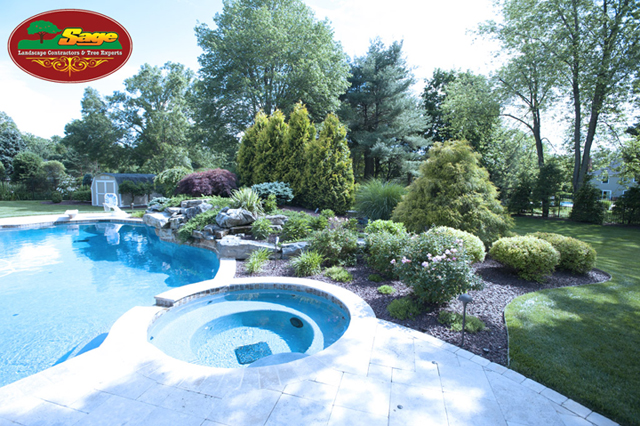 pool with stone decking