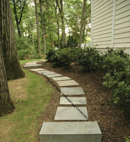 Stone slab walkway